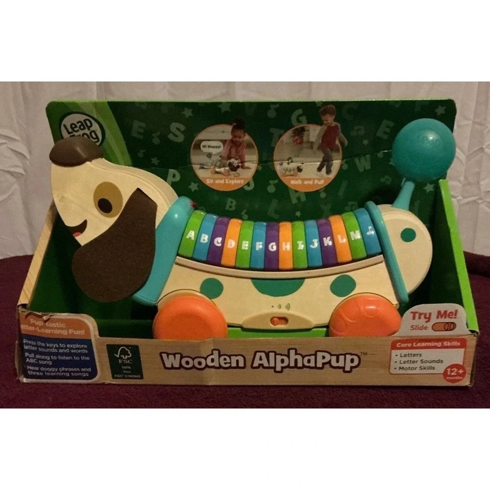 VTech LeapFrog Wooden AlphaPup, Pup-tastic Letter-Learning Fun, Tested And Works